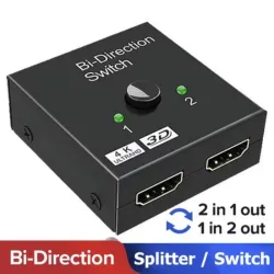 Conmutador / Divisor HDMI Bidireccional 4K – Switch 2×1 y Splitter 1×2