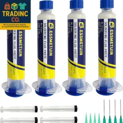 Flux para Soldadura ESSMETUIN – Pasta para Soldar No Clean con Jeringa y Puntas