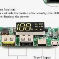 Placa para Power Bank con indicador LED | Módulo cargador USB para baterías de litio 18650