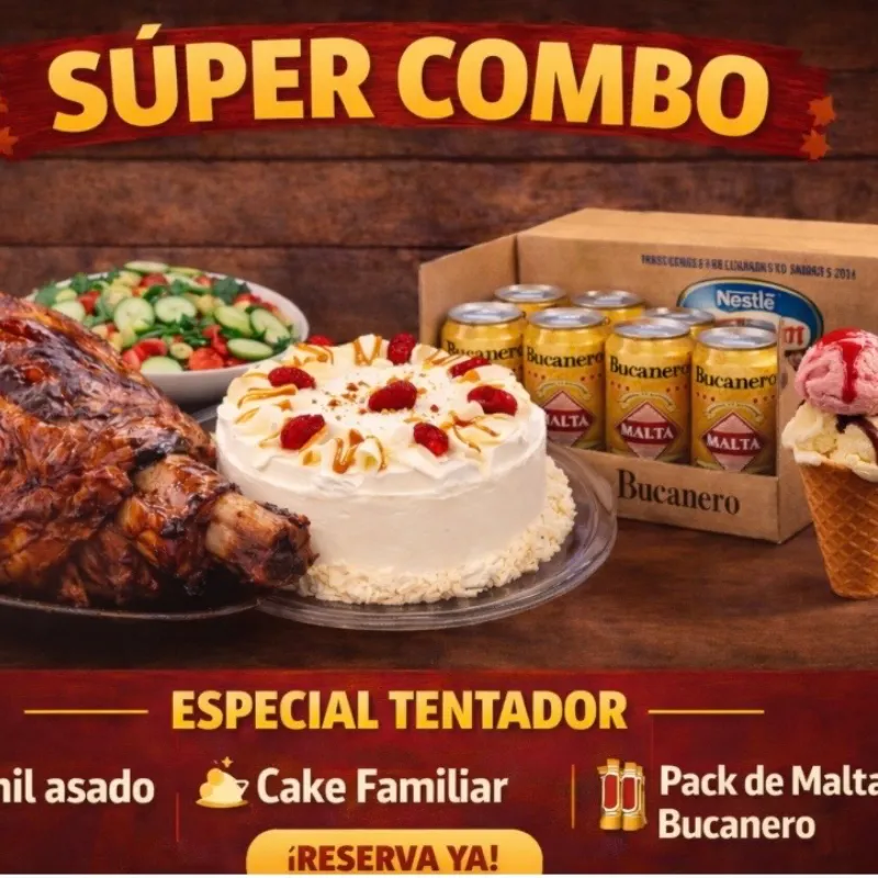 Súper Combo Familiar 🍖🎂🥤🍨