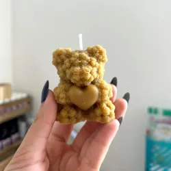 Vela forma de osito de rosas