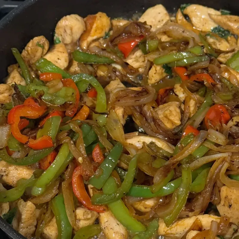 Pechuga salteada con vegetales 