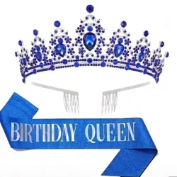 Banda y corona azul de princesa💙