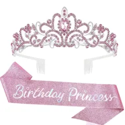 Banda y corona rosada de princesa💗💗💗