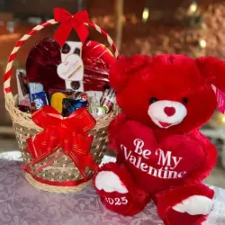 Combo de cesta llena de confituras y peluche😍