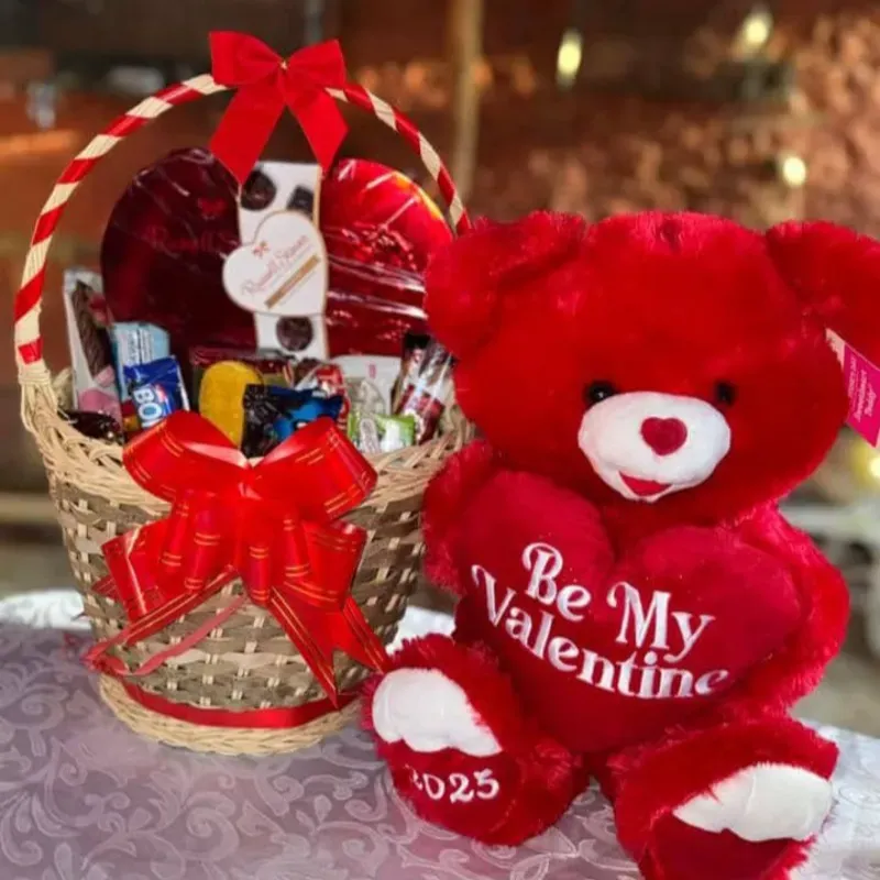 Combo de cesta llena de confituras y peluche😍