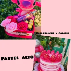 Combo de 💗 de rosas con peluche y colonia y pastel