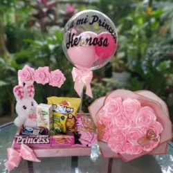Combo de ramo de rosas y cajita personalizada 