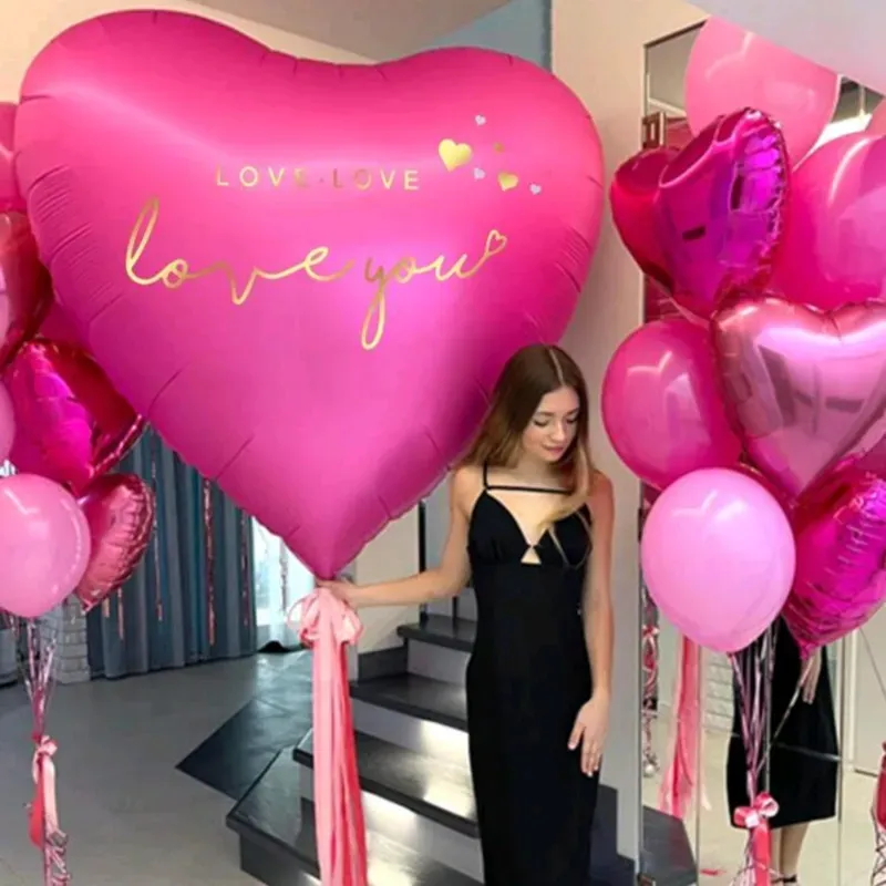 Globos corazón gigantes con letrero I love you