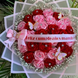 Ramo de rosas eternas grande con cinta personalizada 😍😍😍