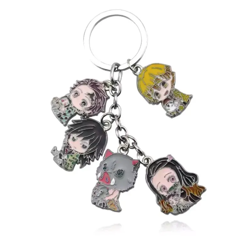 Llavero con dijes de personajes del anime "Demon Slayer: Kimetsu no Yaiba". 