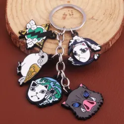 Llavero con figuras de personajes y elementos de la serie de anime y manga Demon Slayer: Kimetsu no Yaiba. 