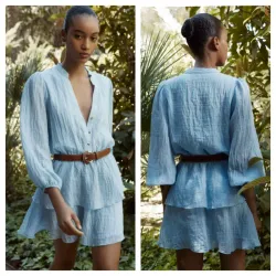 Vestido Zara azul con cinturón 