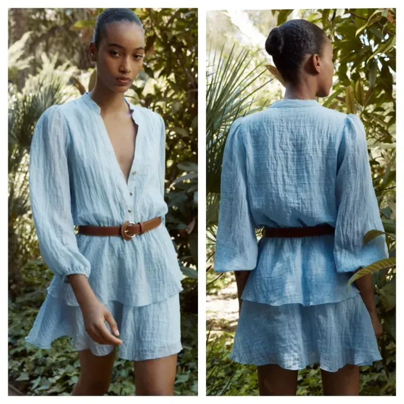 Vestido Zara azul con cinturón 