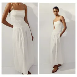 Vestido Zara midi bordados flores 