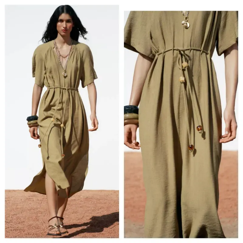 Vestido Zara midi abalorios 
