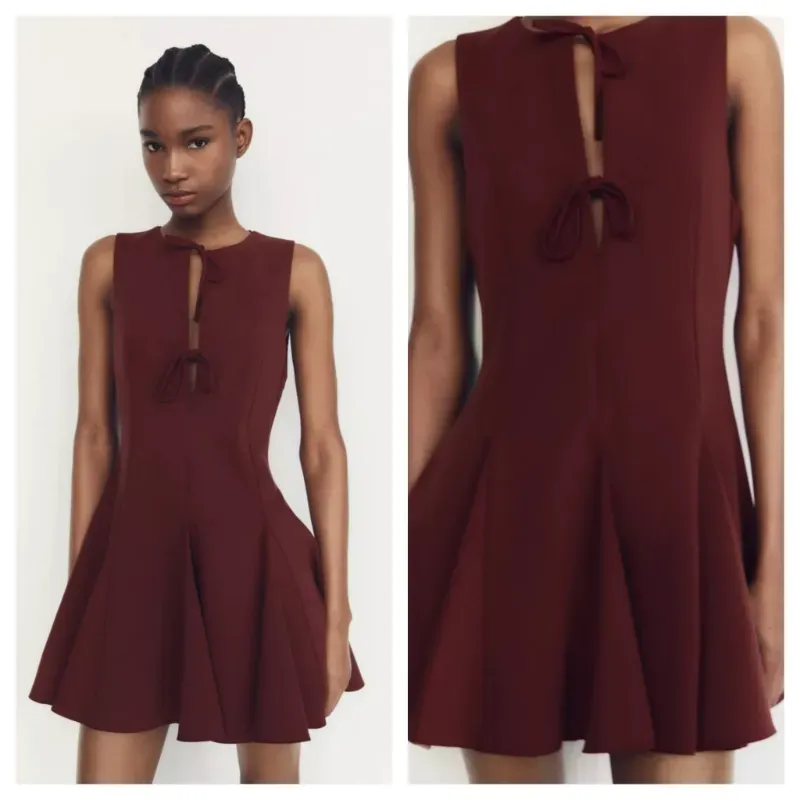 Vestido Zara rojo lazos 