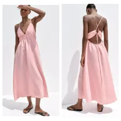 Vestido Zara rosa fluido 
