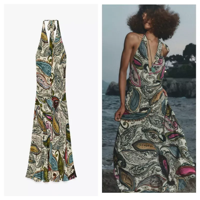 Vestido Zara maxi estampado 