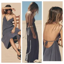 Vestido Zara maxi gris 