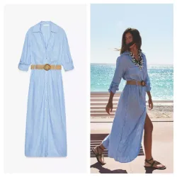 Vestido camisero Zara rayas con cinturón 