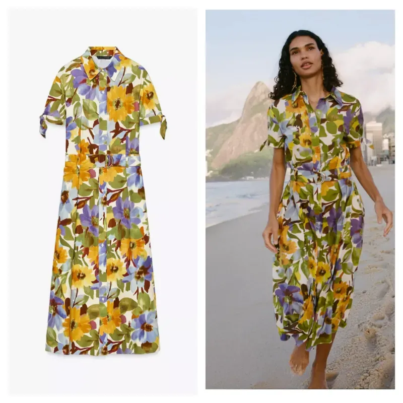 Vestido Zara mangas cortas 