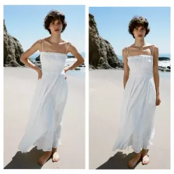 Vestido Zara blanco maxi 