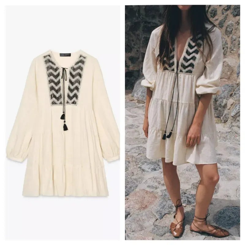 Vestido paneles bordados 