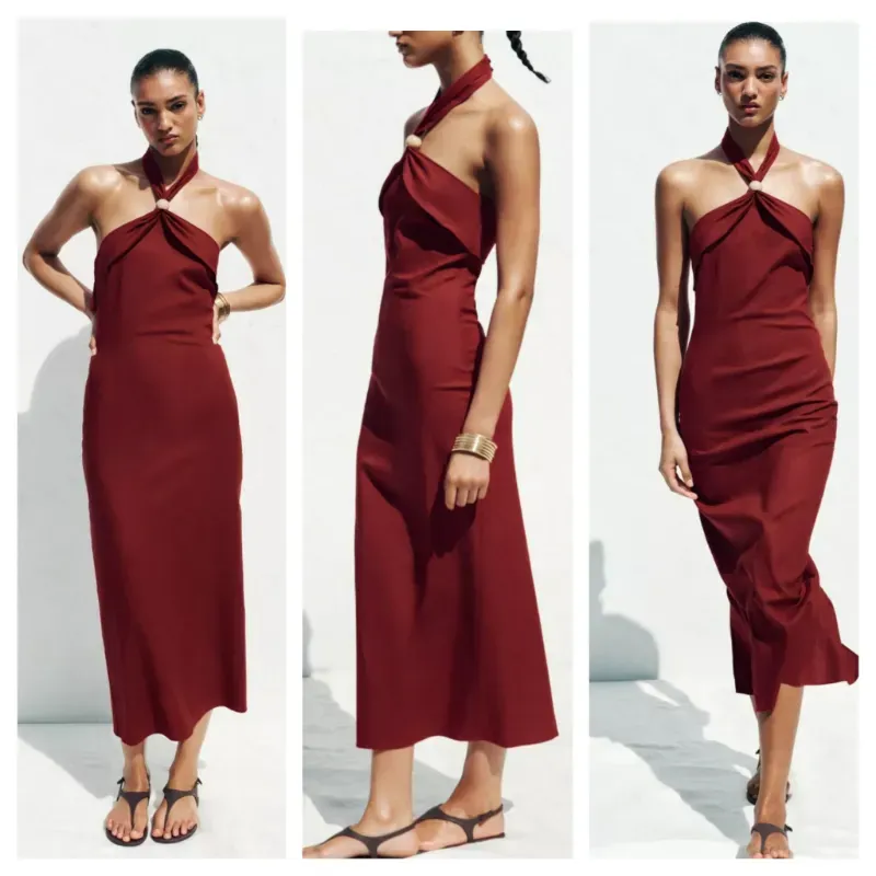 Vestido Zara rojo halter