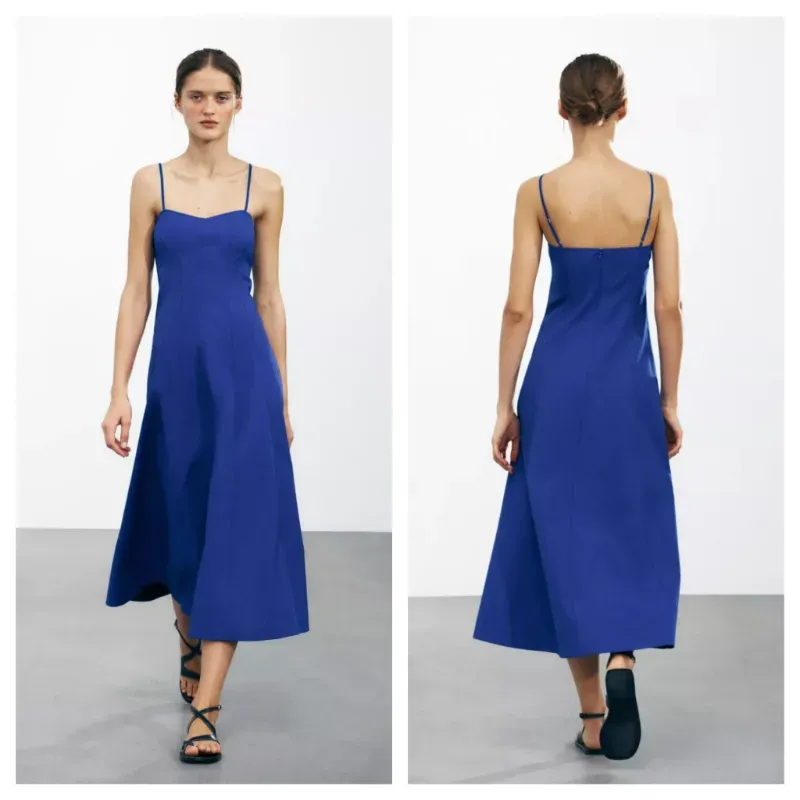 Vestido Zara azul midi 