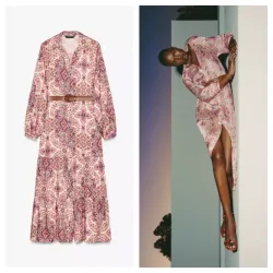 Vestido Zara estampado con cinturón 