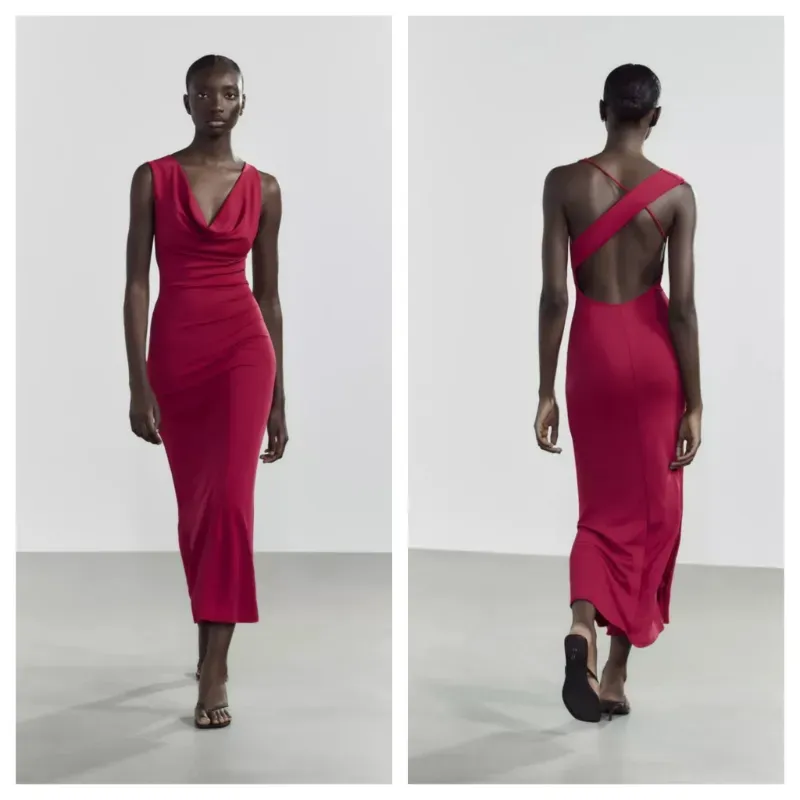 Vestido Zara maxi rojo 
