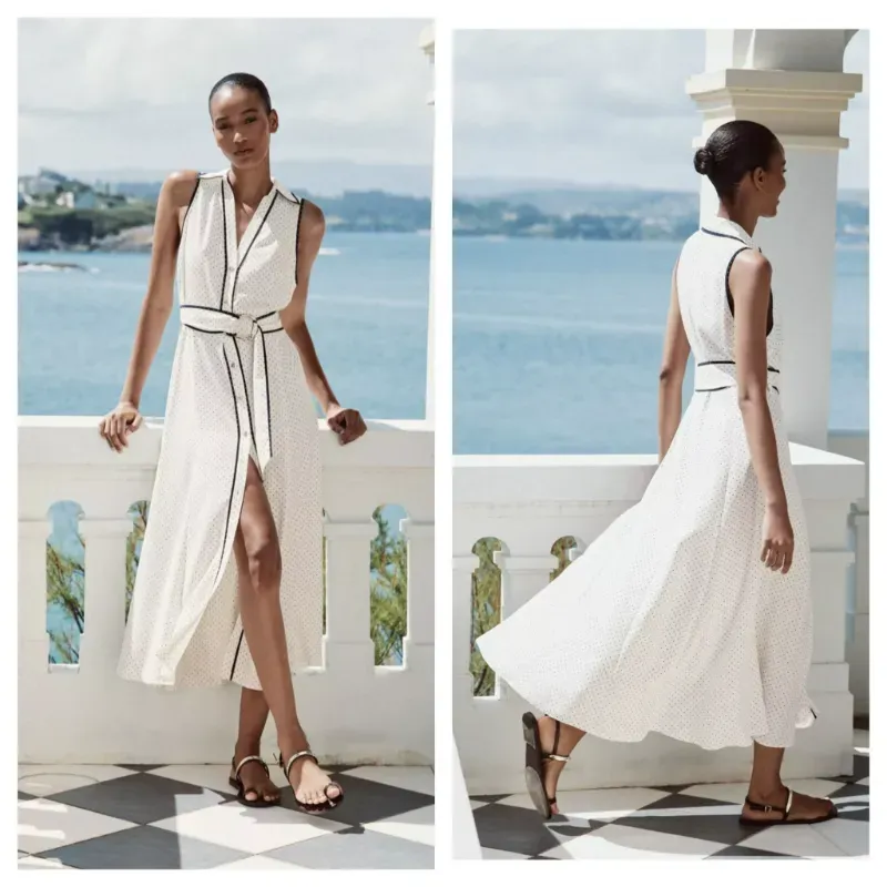 Vestido Zara blanco con cinturón 