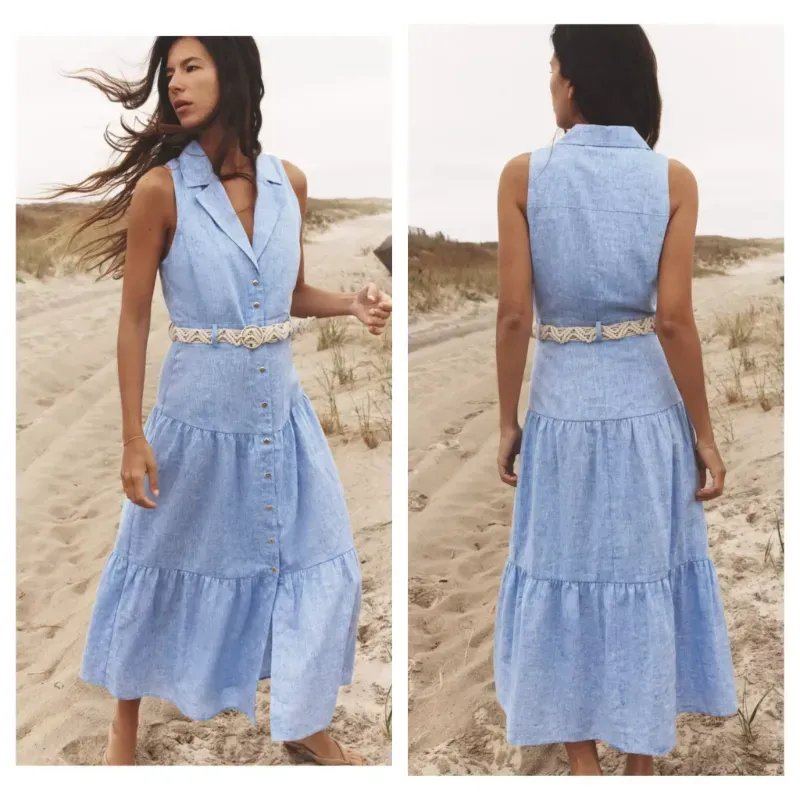 Vestido Zara midi cinturón tejido 