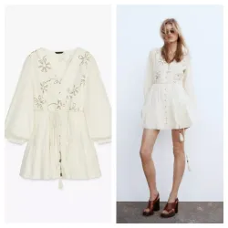 Vestido Zara bordados flores 