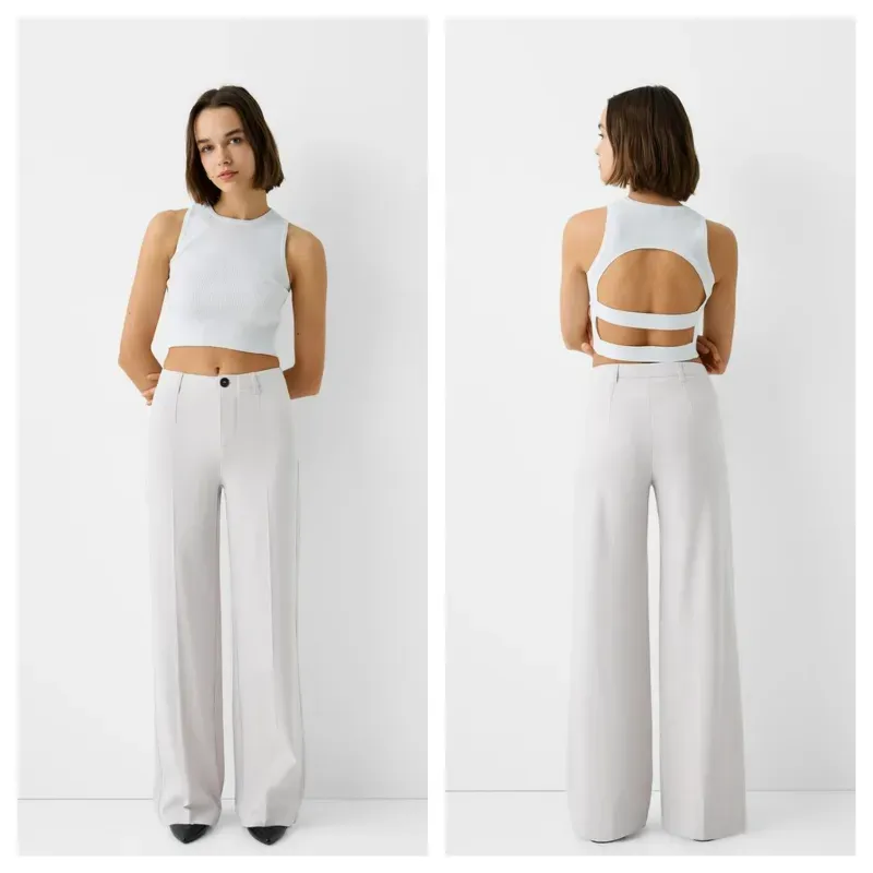 Pantalón Bershka blanco 