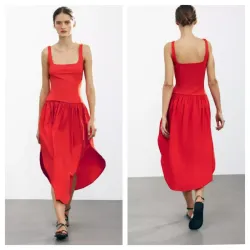 Vestido Zara rojo midi