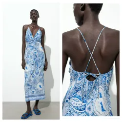 Vestido Zara azul estampado 