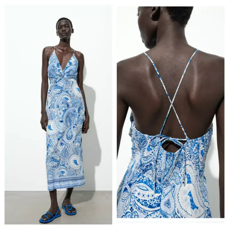 Vestido Zara azul estampado 
