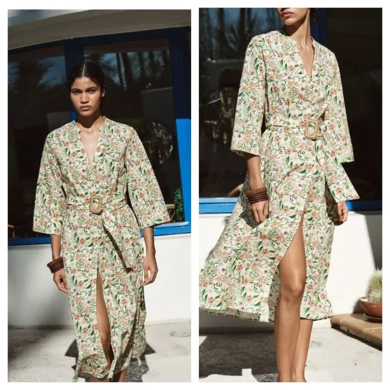 Vestido camisero Zara flores 
