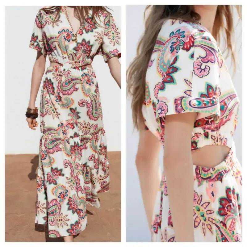 Vestido Zara midi estampado 