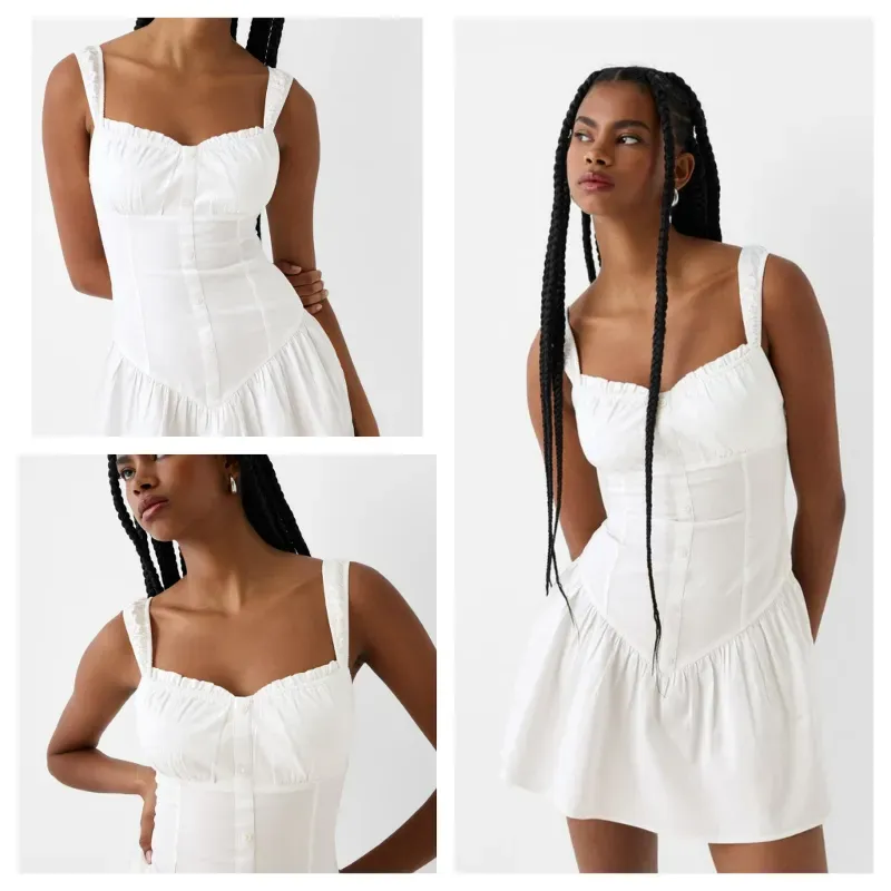 Vestido Bershka blanco corset