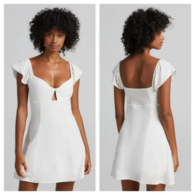 Vestido Bershka blanco lino