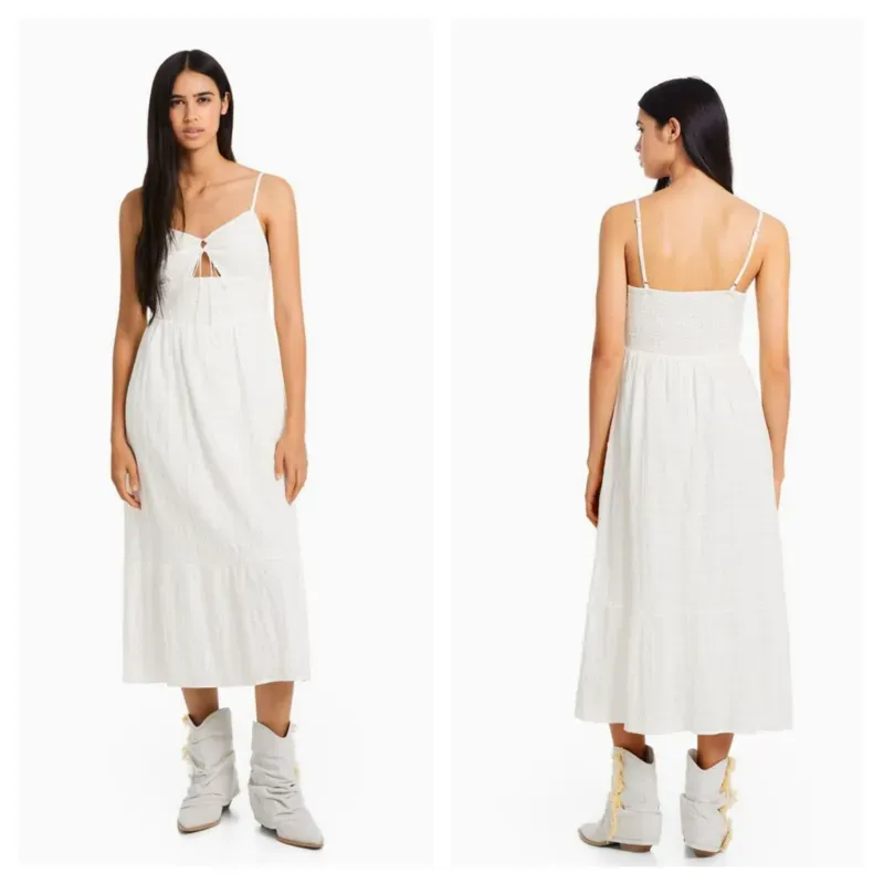 Vestido Bershka blanco midi