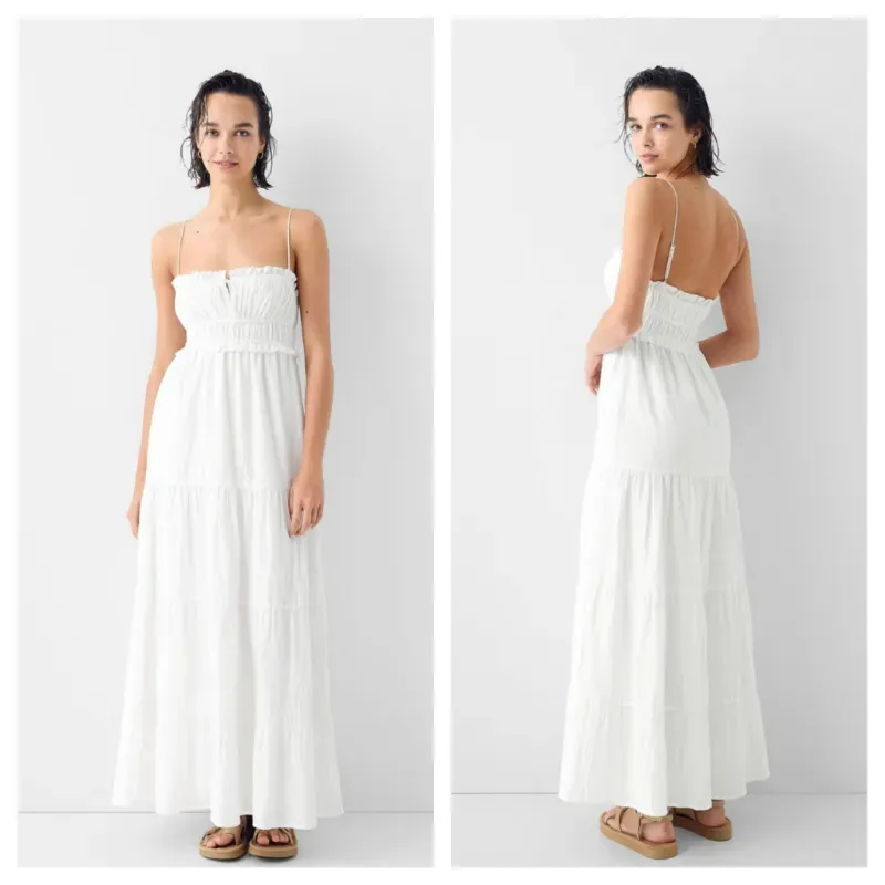 Vestido Bershka maxi blanco 