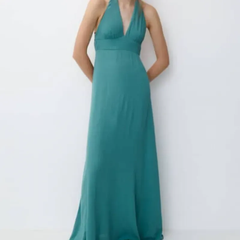 Vestido P&B verde maxi