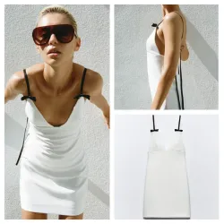 Vestido Zara blanco lazos 