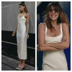 Vestido Zara blanco midi