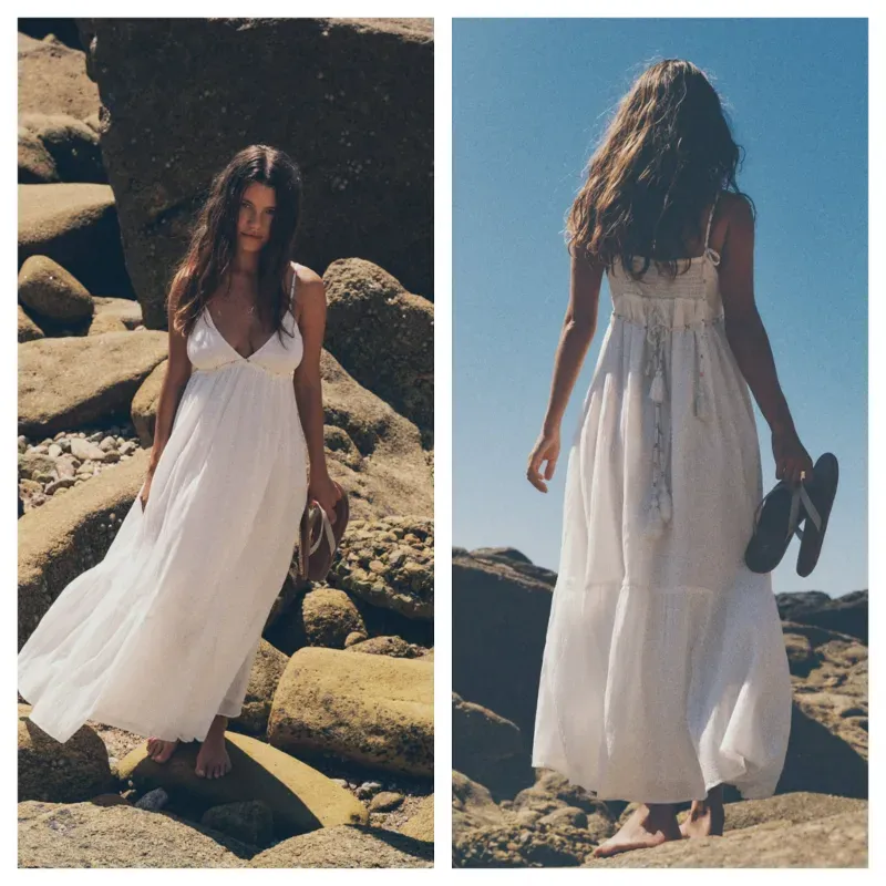 Vestido Zara maxi blanco 