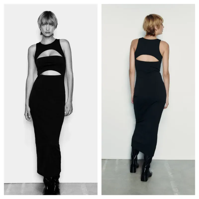 Vestido Zara negro cutout 